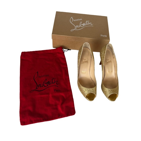 Christian Louboutin Shoes - Christian Louboutin Yolanda 100 Glitter Mini/Specchio Gold 39.5